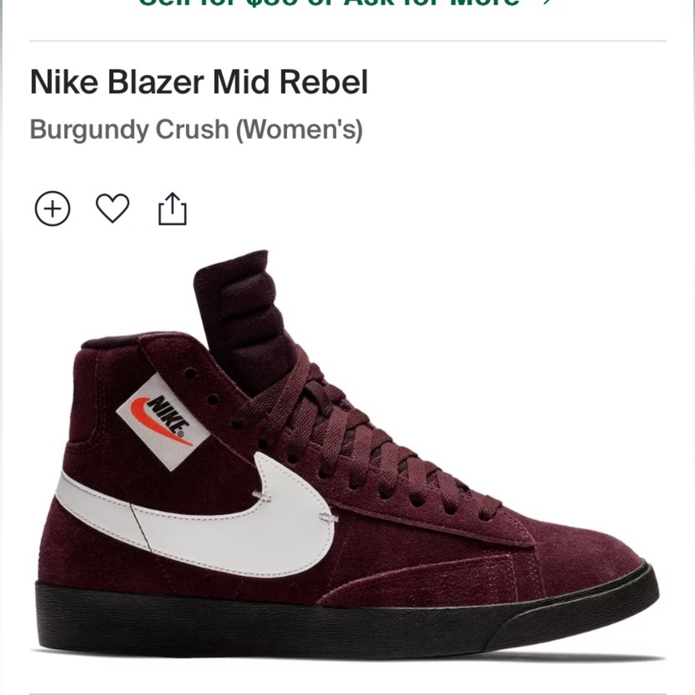 Nike Blazer Mid Rebel Burgundy Crush (Women's size 7)